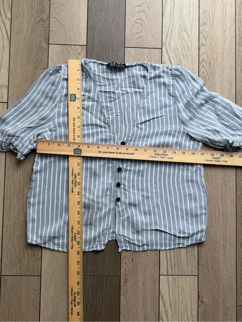 Zara Light Blue and White Striped Button-Front Blouse size M